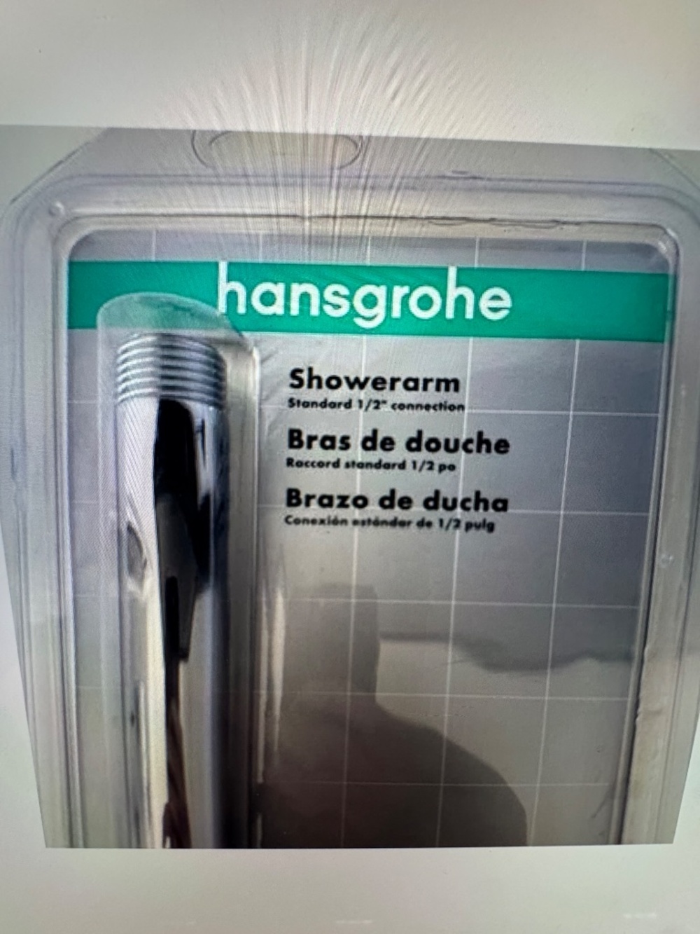 Hansgrohe 04186 Standart 9" Shower Arm with 1/2" Mate Intel, Chrome - Picture 2 of 5